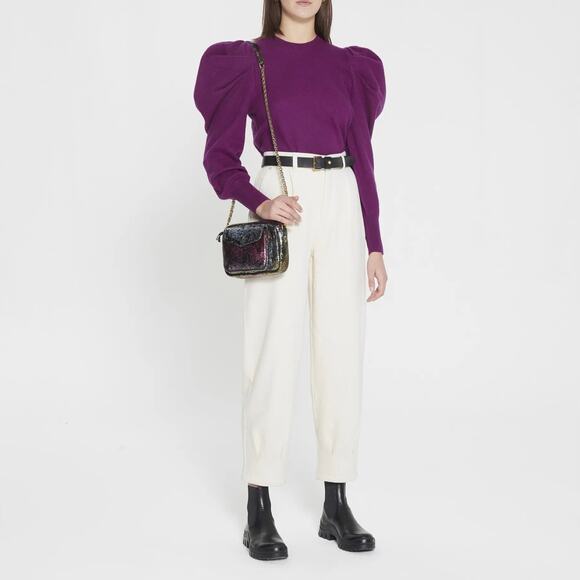 Ulla Johnson Marin Hibiscus Purple Wool Puff Juliette Sleeve Pullover Sweater - Picture 2 of 8